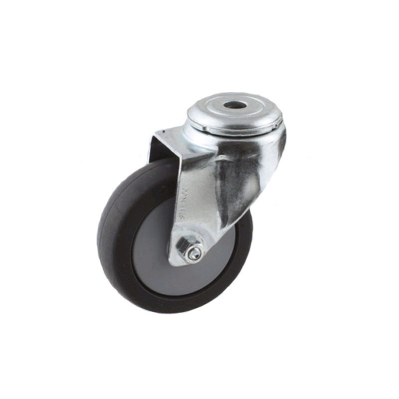 zwenkwiel grijs rubber met gat