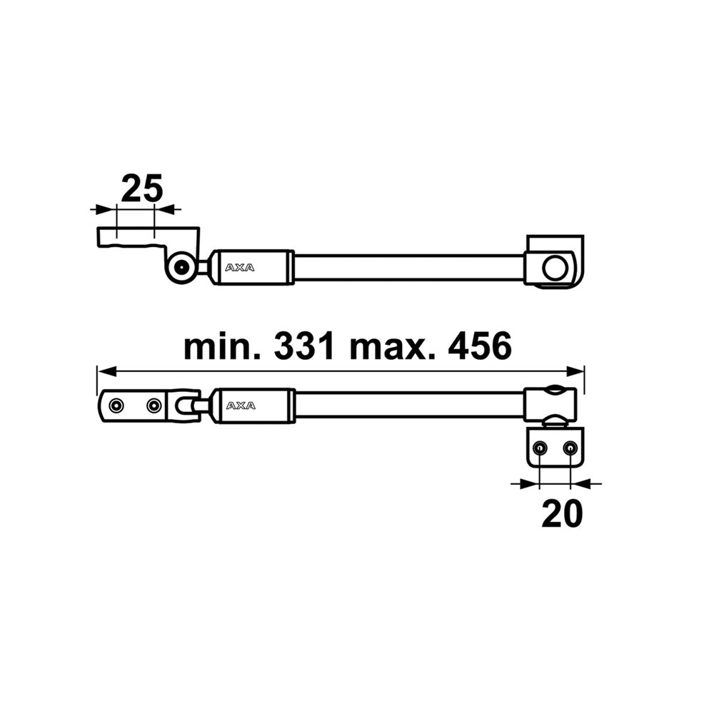 telescoop uitzetter staalgrijs/grijs axa-5