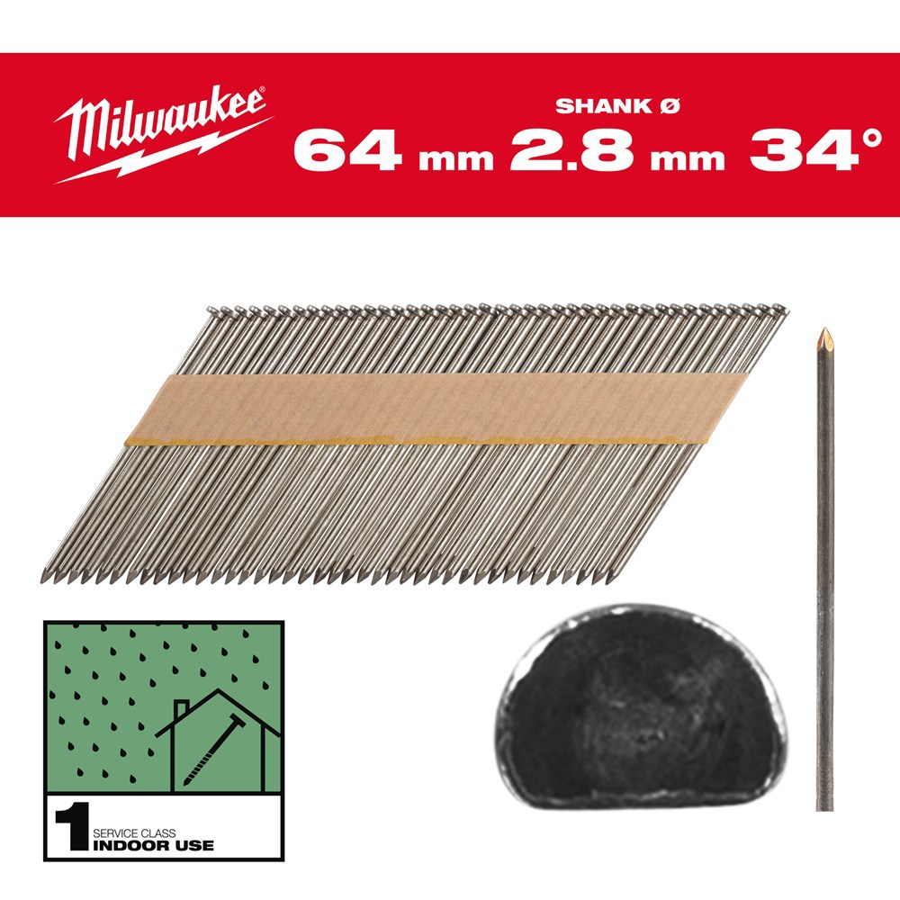 D-kopnagels schuin glad blank milwaukee