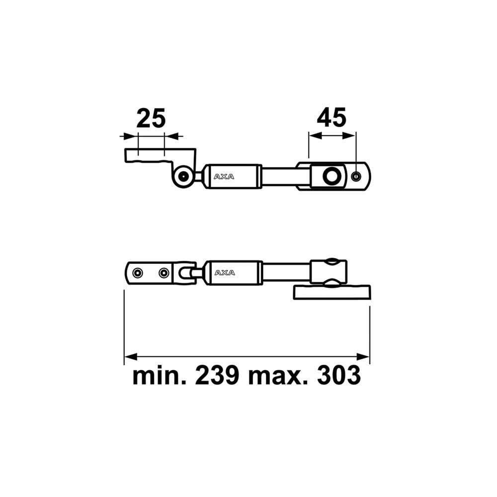 telescoop uitzetter staalgrijs/grijs axa-5