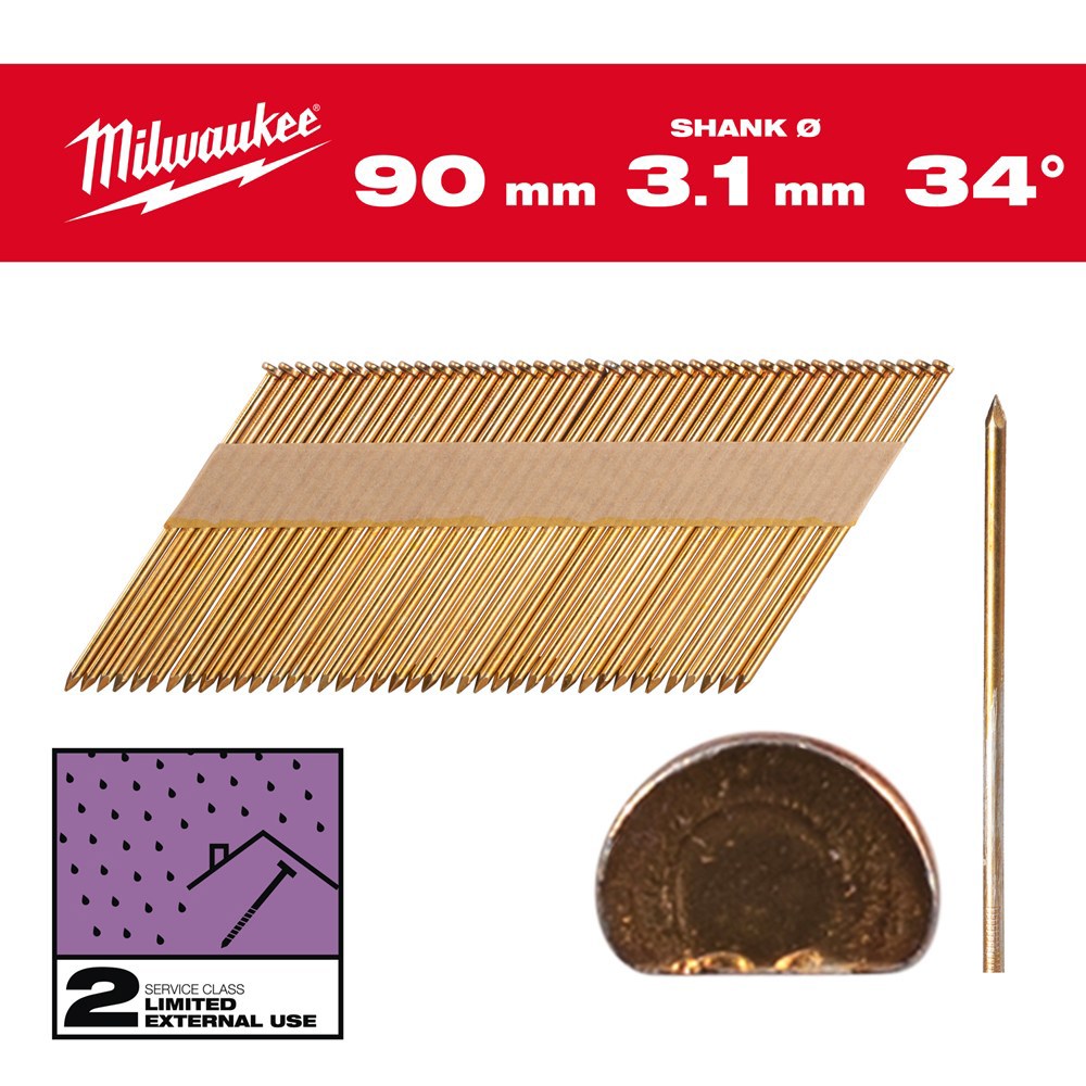 D-kopnagels schuin glad gegalv milwaukee