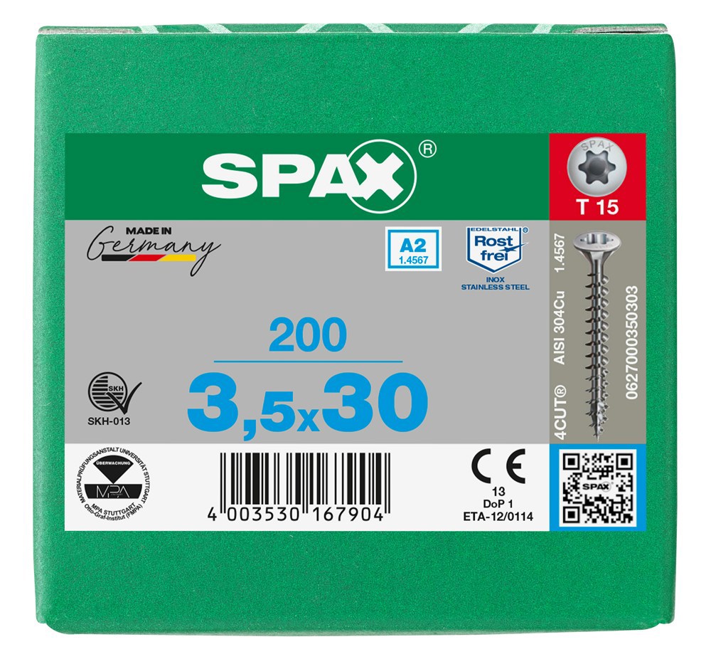 spaanplaatschroef rvs a2 spax-9