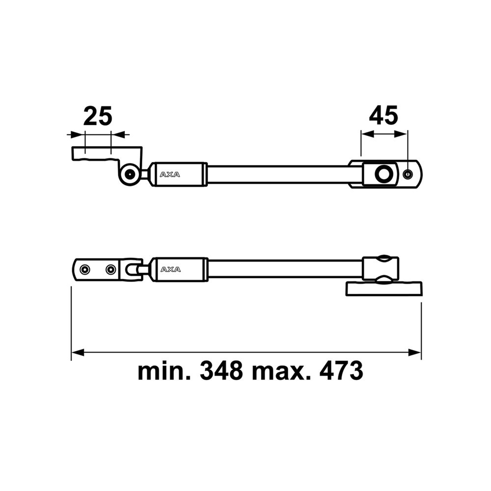 telescoop uitzetter staalwit/wit axa-6
