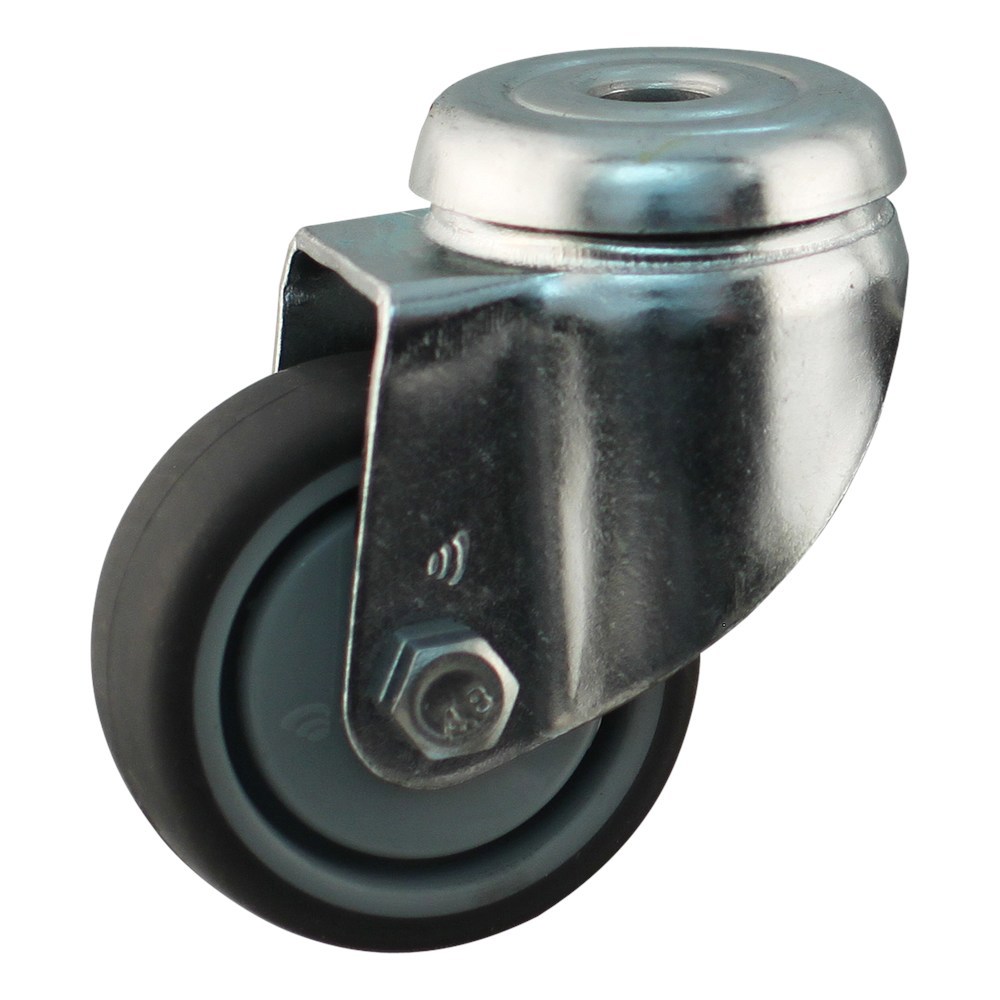 zwenkwiel grijs rubber met gat-3