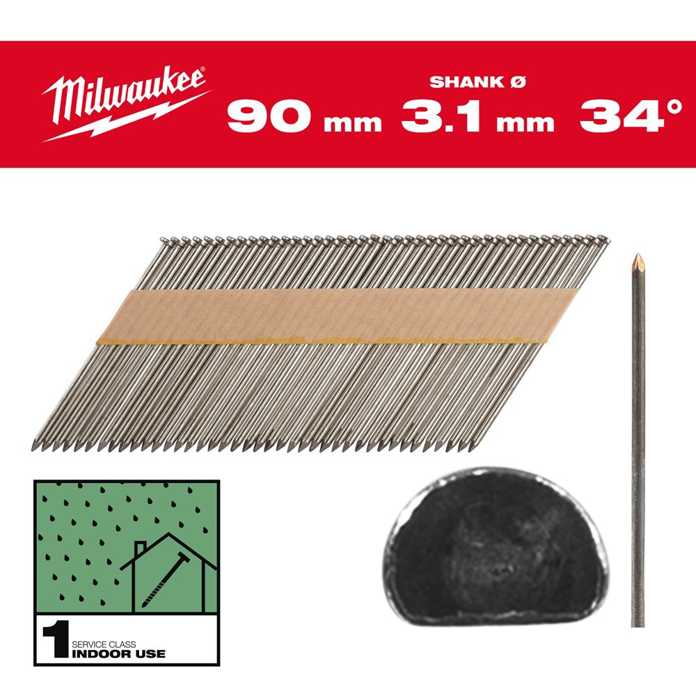 D-kopnagels schuin glad blank milwaukee