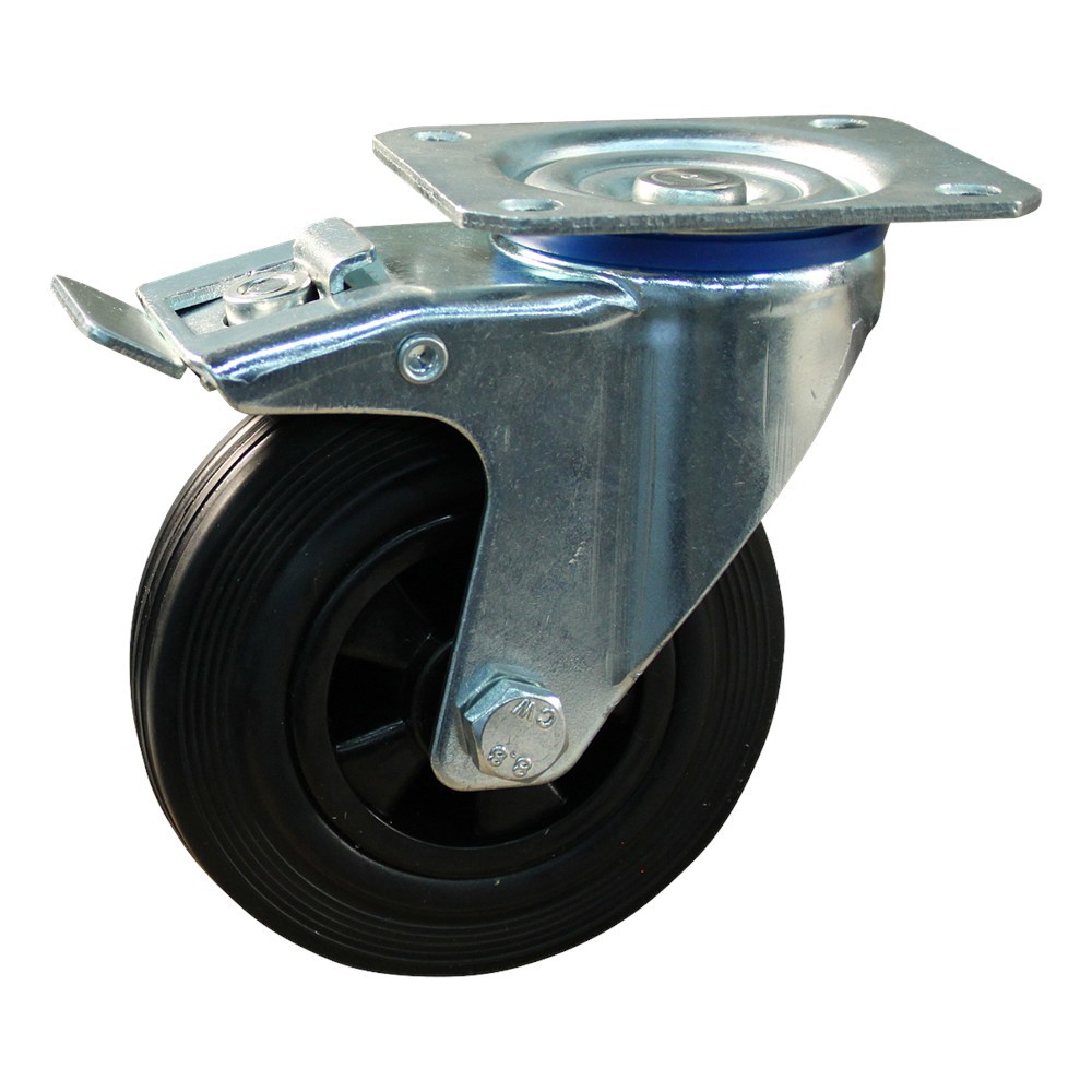 zwenkwiel zwart rubber met rem-3