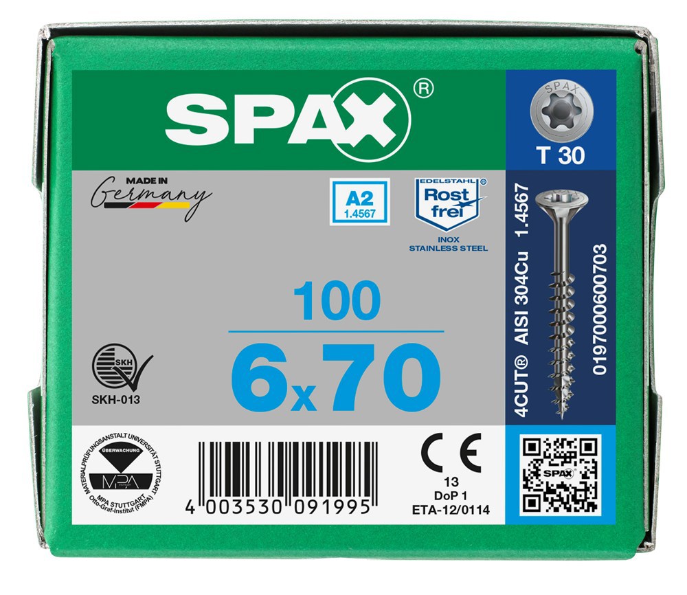 spaanplaatschroef rvs a2 spax-7