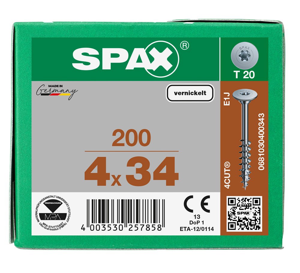 corpusschroef vernikkeld spax-7