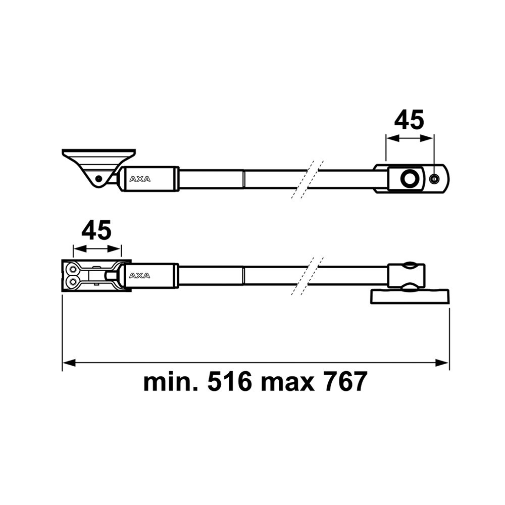 telescoop uitzetter staalwit/wit axa-5